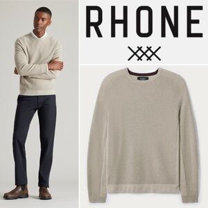 RHONE Walden Waffle Cashmere Blend Sweater Stone Marle Size XL Crewneck Oatmeal